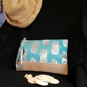 Silver and Turquoise metalic pineapple bag